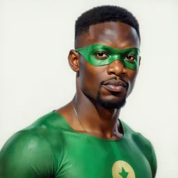 nigerian superhero, an ultrafine detailed painting by john philip falter, austin briggs, cg society, american scene painting, dystopian art, american realism, academic art, movie poster, poster design, concert poster