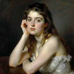 lea seydoux painted by edouard manet, aristocratic pose, high contrast, painting, portrait