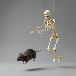 rat skeleton controlled by strings like a puppet