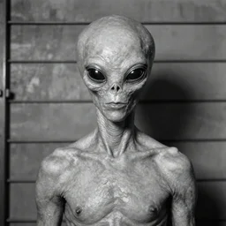 mugshot of Alien grey, photo taken in the 1920s