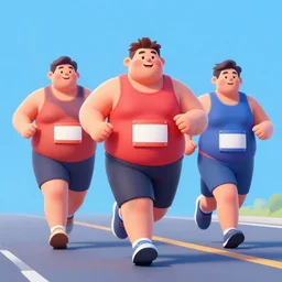 huge fat people running a marathon