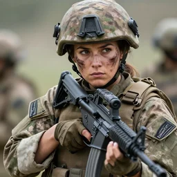 female special forces soldier, photography, highly detailed, brave, dirty face