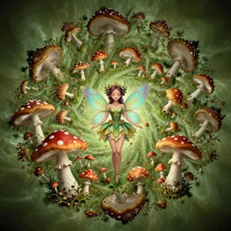 a trippy fractal about fairies and mushrooms