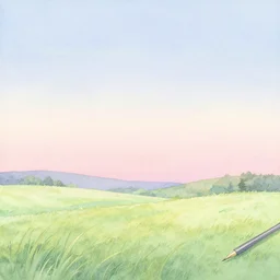 landscape by shomei yoh, 葉 祥 明, gentle gradients, bright pastel watercolour and pen