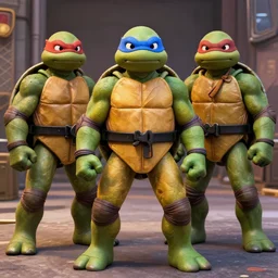 teenage mutant ninja turtles in 1 9 9 0 s, photorealistic