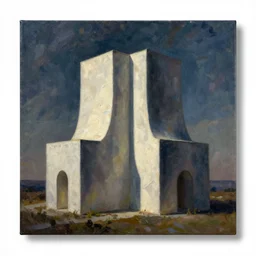 impossible architecture by John Kenn Mortensen, oil painting on canvas
