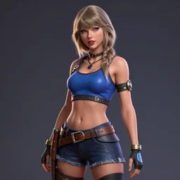 character sheet of Taylor swift as a member of KDA, 3d render, octane render, 4K, volumetric, trending on art station