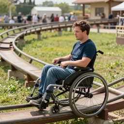 man in wheelchair rollercoaster realistic
