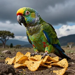 a photo of a giant mutant nachos parakeet in its natural habitat, kodak ektachrome e 1 0 0 photography