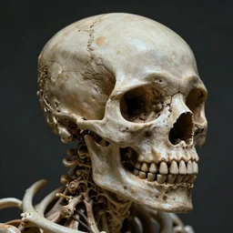realistic photo of a skull of a weird alien creature, intricate, bones, photorealistic, ultra detailed, realistic, 35mm, photography, octane, high definition, depth of field, bokeh, 8k, artstation