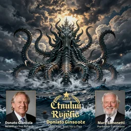 A Spectacular View of Cthulhu Rising from a Stormy Sea, art by Donato Giancola and William Trost Richards and Marc Simonetti, Hyperrealism