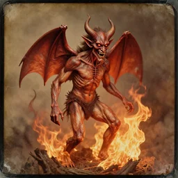 photo of demon with fire, old vintage photography, daguerreotype, damaged photo, film artifacts, scratches, tears, hyperrealistic, ultra detailed, 4 k