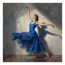 in _ the _ style _ of _ joshua _ middleton _ artgerm _ beautiful _ caitriona _ balfe _ blue _ dress _ elegant _ pose