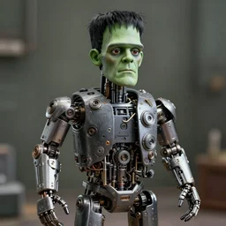 a frankenstein monster made out of mechanical parts, 8 k, shallow depth of field, 8 k, ultra high detail, concept art,