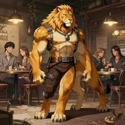 stylish muscular, cyberpunk anthropomorphic liger, detailed cafe background full body, fine detail, anime, realistic shaded lighting, 3 point directional lighting 2 d poster by ilya kuvshinov, magali villeneuve, artgerm, jeremy lipkin and michael garmash and rob rey