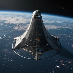 movie frame still of a spaceship in space in the form of a normal distribution!!, zenith view, ultra wide angle, artstation, 8 k, highly detailed