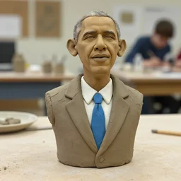 art class clay sculpture of barack obama with shoddy wax resist coloring award winning art photography
