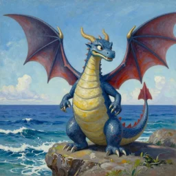 beautiful painting of Puff the Magic Dragon lived by the Sea painted by Ralph Horsley, vivid fantasy