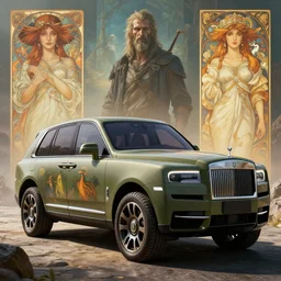 a militarised suv designed by rolls royce, artgerm and greg rutkowski and alphonse mucha, an epic fantasy, volumetric light, detailed, an epic fantasy, trending on art station, octane render, horizon zero dawn
