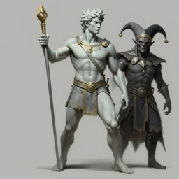 a digital painting of a ancient greek satyr pugilist, young handsome pale roma, grim dark jester from gwent cards, a character portrait by senior character artist, polycount, vanitas, sketchfab, speedpainting, zbrush