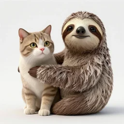hybrid animal of a cat and a sloth. photorealistic. highly detailed digital concept art. artstation wlop rojo.