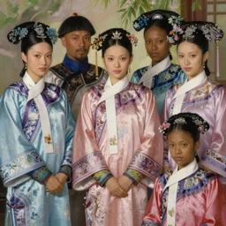 detailed group portrait of blackpink wearing hanfu, natural light, painting by gaston bussiere, craig mullins, j. c. leyendecker