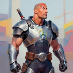 greg manchess portrait painting of armored the foundation aka dwayne the rock johnson from fortnite as overwatch character, medium shot, asymmetrical, profile picture, organic painting, sunny day, matte painting, bold shapes, hard edges, street art, trending on artstation, by huang guangjian, gil elvgren, ruan jia, greg rutkowski, gaston bussiere