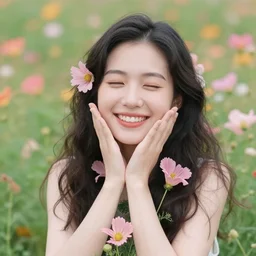 happy universe flower woman