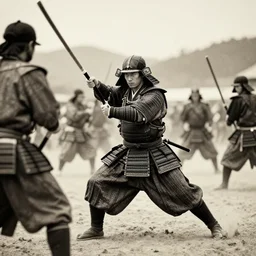 vintage photo of a samurai about to enter battle