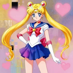 resolution 4k Sailor Moon Skirts Anime Sailor Moon characters posing Pink, Girly, Feminine Hearts Painterly art in the style of Gustav Klimt