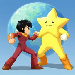 ness from earthbound battling with a starman from earthbound