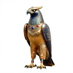 elegant horus falcon god, high detail digital art, full body, standing, isolated on a pure white background, centered, whole figure in frame, sharp focus, studio lighting