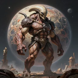Muscular large Alien on the planet Venus” Deep Dream, Digital art, concept art, detailed, amazing background, Art station,3-D 4K, matte painting, Frank Frazetta,