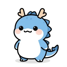 character art, tuna dragon, cute, vector, outline, digital drawing, manga, minimalist
