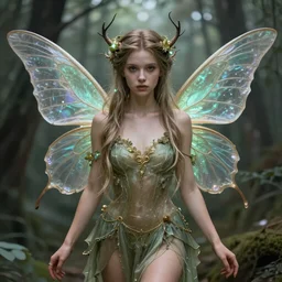 a beautiful fairy girl inspired by giger in the style of brom art