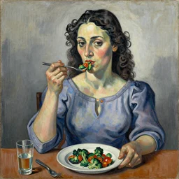 a Picaso's painting about a women eating, hyperdetailed, award winner