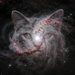 a nebula that looks like a cats face, photo by hubble