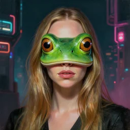 a portrait of cara delevingne with frog face, cyberpunk, fantasy, neon lights, sharp focus, intricate, elegant, digital painting, artstation, matte, highly detailed, concept art, illustration, ambient lighting, art by ruan jia and artgerm and range murata and wlop and ross tran and william, adolphe bouguereau and beeple