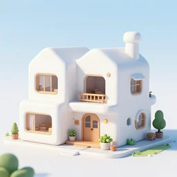 3 d, cute, white, ecobrutalist mansion, blender render, 3 d render, unity, nintendo, octane render, high res, outdoor lighting, kawaii house, beautiful, archiving, video game art