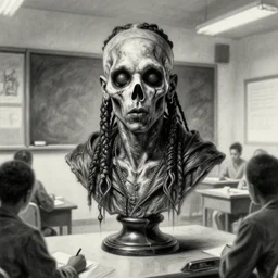 classroom sketch of busta rhymes, eldritch horror, surreal, shading, high detail