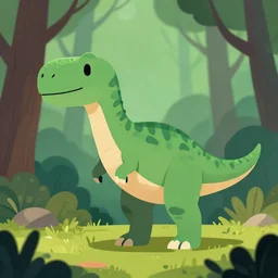 an illustration of a dinosaur k 0. 1 8 4 in the woods, trending on artstation, central composition, very cartoon, shape focus, high detailed, by anton fadeev