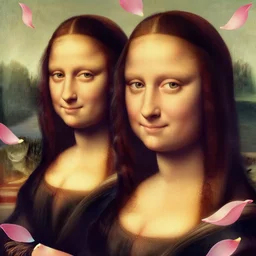 pink petals with a a wonderful aubrey plaza and christina ricci mixed with mona lisa, intricate, elegant, highly detailed, wonderful eyes, sweet, digital painting, artstation, concept art, smooth, sharp focus, illustration, art by artgerm and greg rutkowski and concept art, rectilinear vaporwave