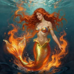 jada fire as a beautiful mermaid emerging from the ocean, highly detailed, digital painting, artstation, concept art, sharp focus, illustration, art by artgerm and greg rutkowski and alphonse mucha