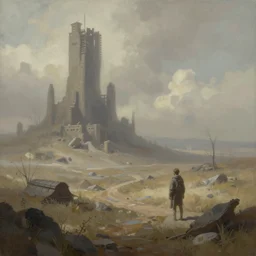 post apocalyptic wasteland, smooth, dreary, oil painting, beautifully detailed, trending on artstation, by alena aenami