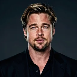 brad pitt as a sci - fi action hero. bold, dark colours. contrasted by our hero brad pitt in the centre of the screen. detailed, 8 k