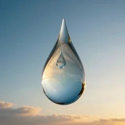 beautiful picture of big upside-down raindrops floating quietly in a sunny blue sky, hot and sunny, highly-detailed, elegant, golden hour, dramatic lighting, artstation, 4k, cinematic landscape, photograph by National Geographic