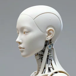 beautiful biomechanical cyborg female with porcelain white ivory profile face, iris van herpen haute couture headdress with daisies corals filigree lace rhizomorph finials spires, cyberpunk metallic brackets, fractal colorful puffballs, octane render, 8 k