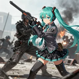 Hatsune Miku fighting in the Battle of Stalingrad, pixiv