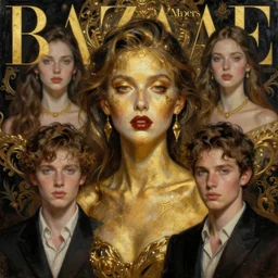 girl portrait painting by ruan jia, Kenneth Willardt, ross tran, WLOP, Andrei Riabovitchev, golden skin, mystery background, harper's bazaar, vogue, magazine, concept art, ornate, luxury, elite, elegant, trending on artstation