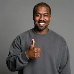 Kanye West smiling and giving a thumbs up for a 1990s sitcom tv show, Studio Photograph, portrait C 12.0
